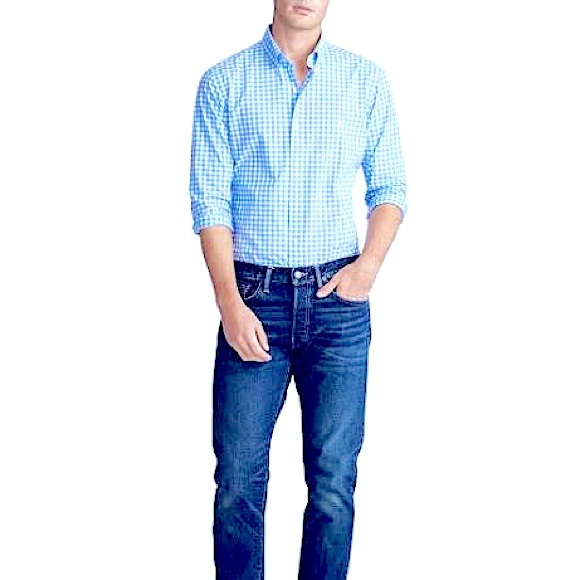 POLO RALPH LAUREN: Men's Classic-Fit Gingham Stretch Poplin Long-Sleeves Shirt - Picture 4 of 16